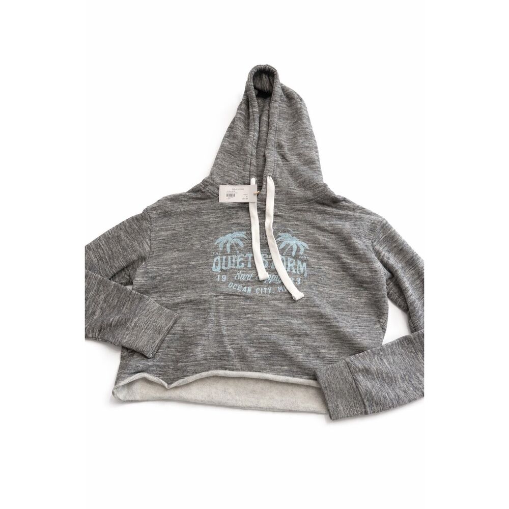 NWT Quiet Storm Lagoon Grey Cropped Hoodie Size Medium New